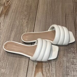 Aldo White Quilted Slide Sandals